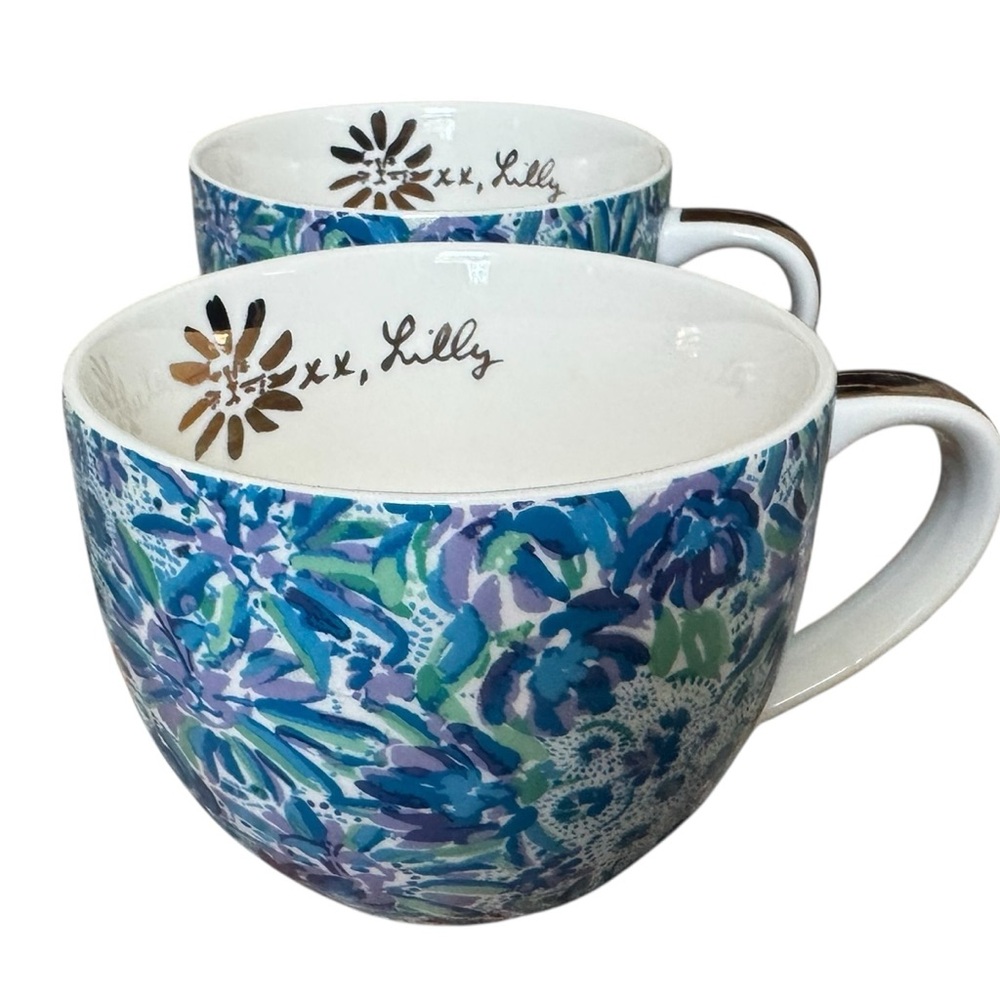 Lilly Pulitzer Blue Ceramic Mugs Set of 2